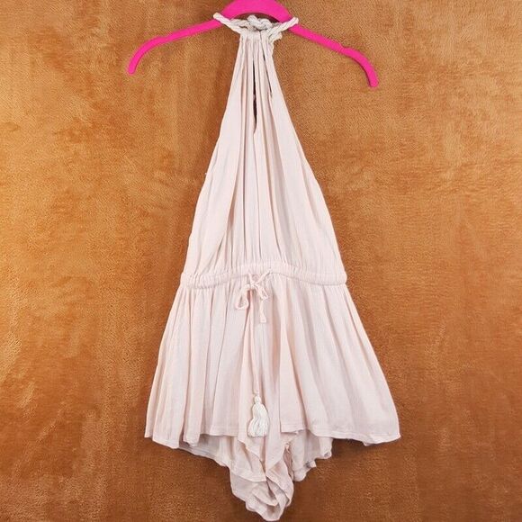 ANGEL BIBA Womens Romper Size 8 Pink Halter Shorts Pull On Jumpsuit Drawstring - Picture 1 of 10